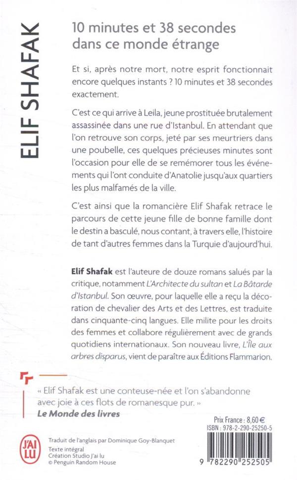 Back cover of 10 minutes et 38 secondes dans ce monde étrange