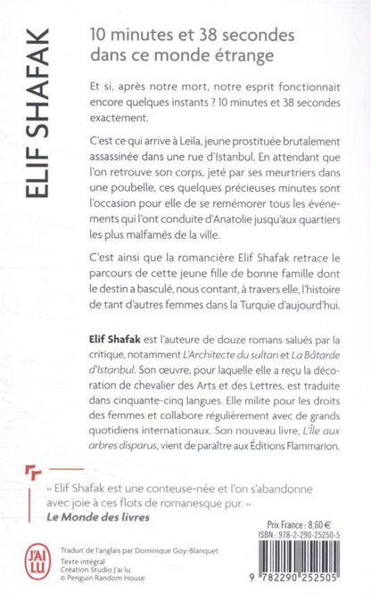 Back cover of 10 minutes et 38 secondes dans ce monde étrange