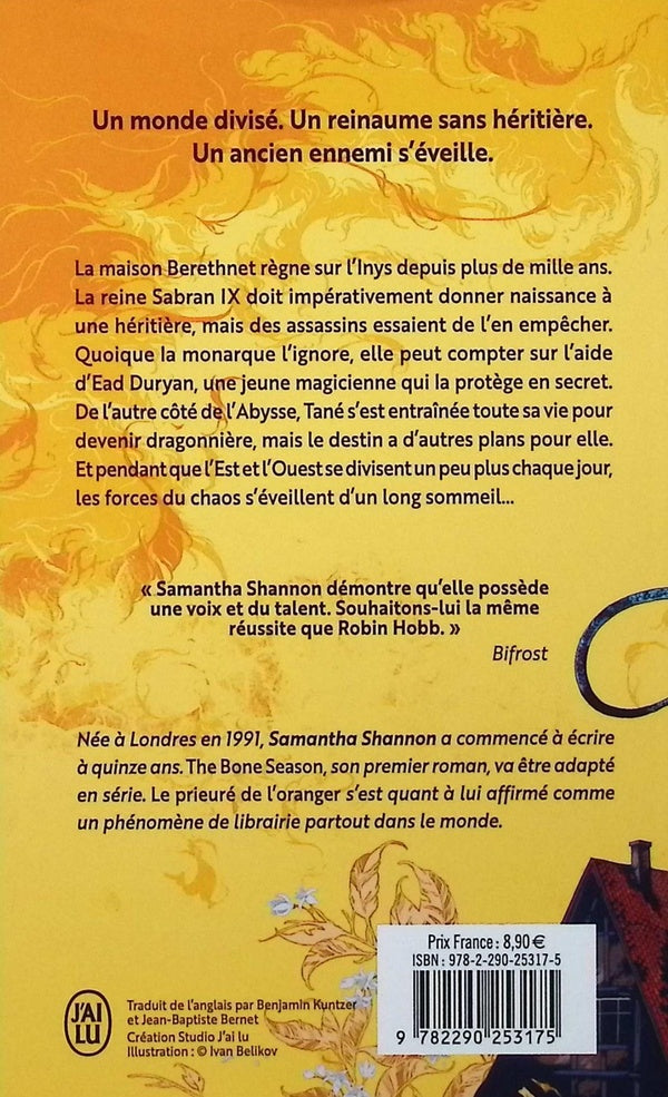 Back cover of Le prieuré de l'oranger Partie 1                     (traduction conjointe Kuntzer)