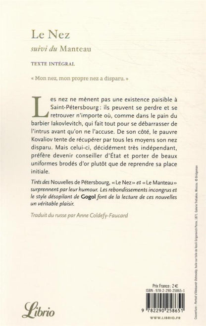 Back cover of Le Nez : suivi du Manteau