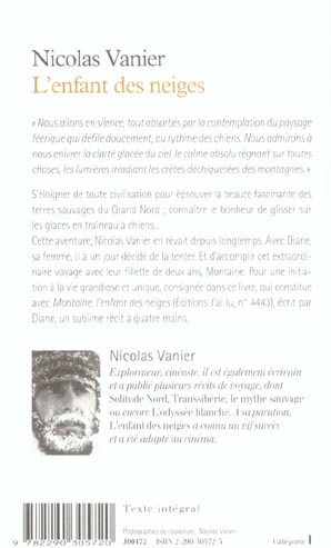 Back cover of L'enfant des neiges - aventuriere de l'extreme a deux ans