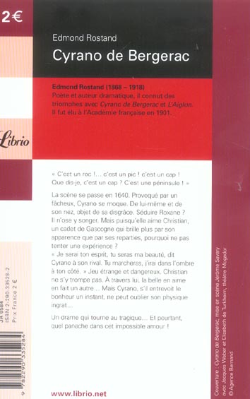 Back cover of CYRANO DE BERGERAC