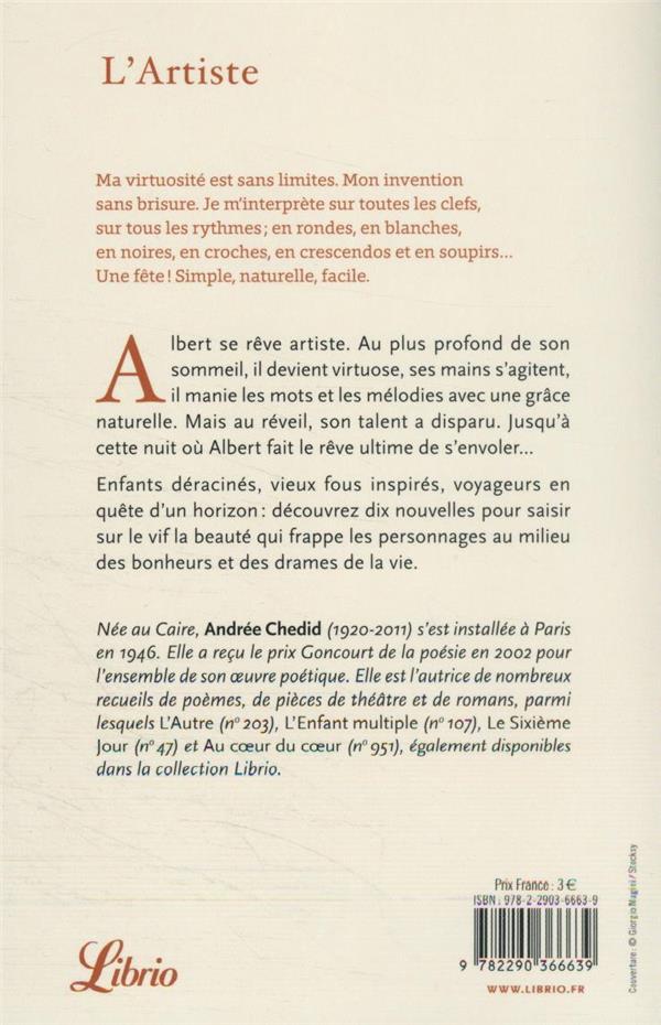 Back cover of L'artiste et autres nouvelles