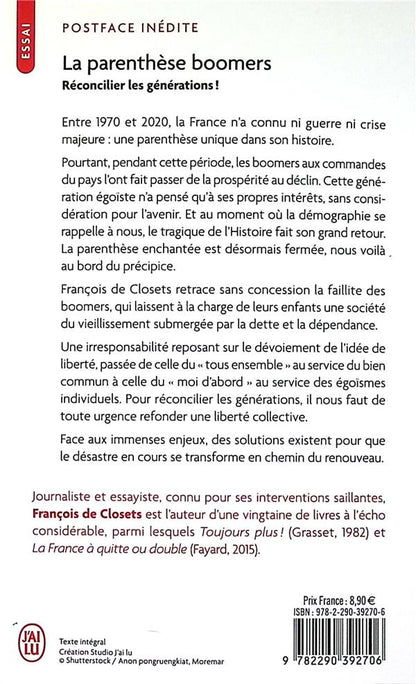 Back cover of La parenthèse boomers : reconcilier les générations !
