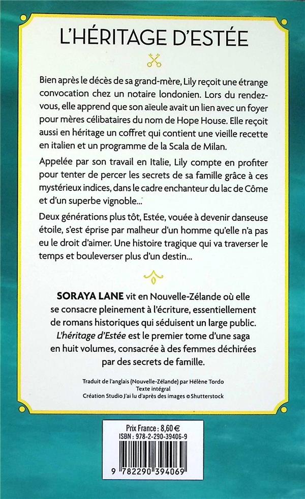 Back cover of L'héritage d'Estée