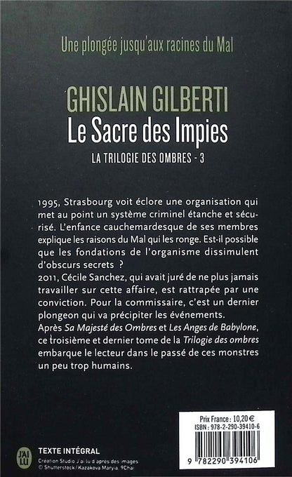 Back cover of La trilogie des ombres Tome 3 : Le sacre des impies