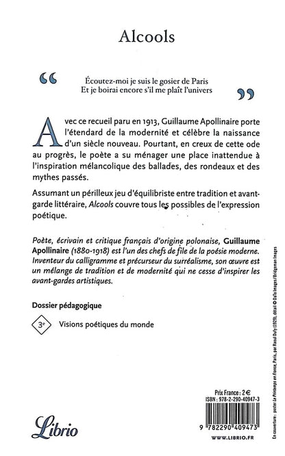 Back cover of Alcools