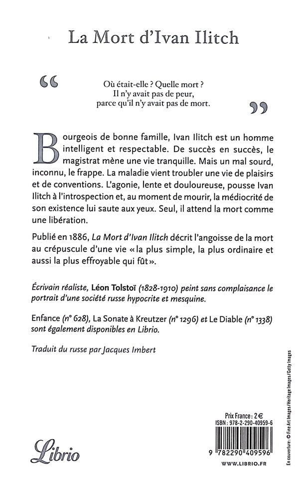 Back cover of La mort d'Ivan Ilitch