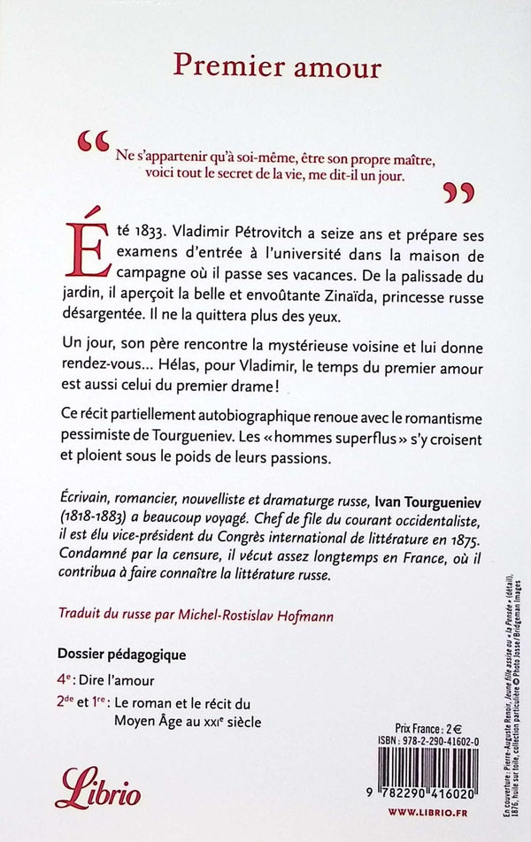Back cover of Premier amour