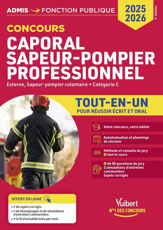 Front cover of Concours Caporal Sapeur-pompier professionnel - Tout-en-un - Catégorie C : Concours externe et concours externe réservé aux sapeurs-pompiers volontaires (SPV) - Concours 2025-2026