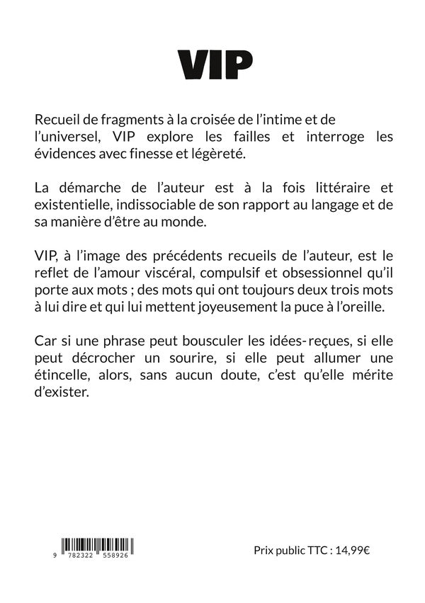 Back cover of Vip : Very Importante Phrase                     (IMPRESSION A LA DEMANDE)