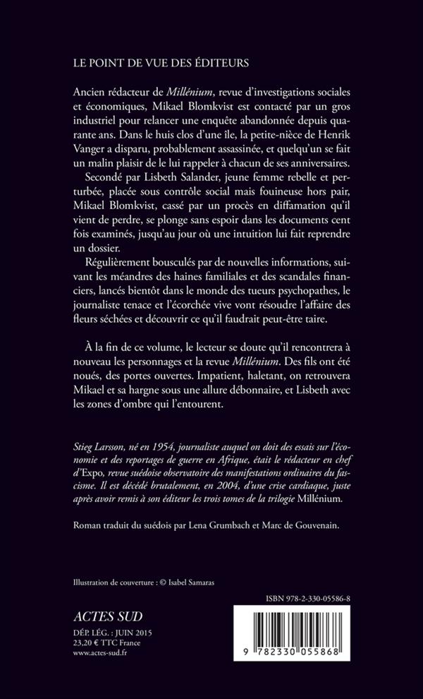 Back cover of Millénium Tome 1 : les hommes qui n'aimaient pas les femmes