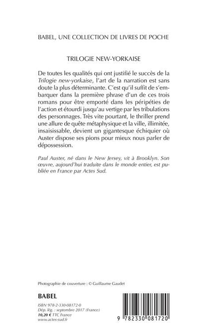 Back cover of Trilogie new-yorkaise
