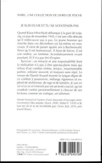 Back cover of Je suis en vie et tu ne m'entends pas