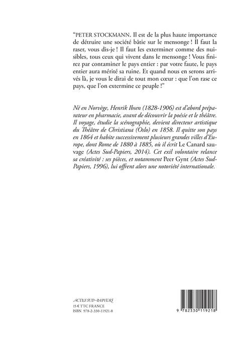 Back cover of Un ennemi du peuple