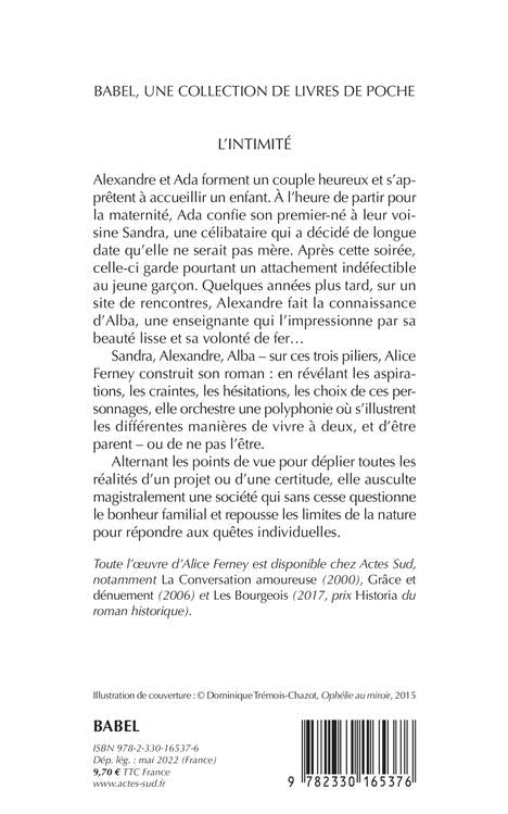 Back cover of L'intimité