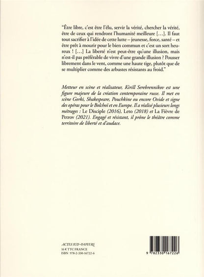 Back cover of Le Moine noir, d'après Tchekhov