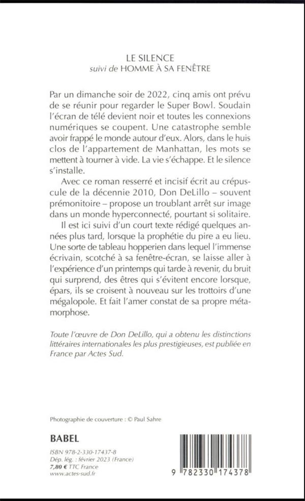 Back cover of Le silence