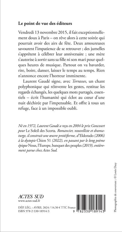Back cover of Terrasses ou Notre long baiser si longtemps retardé