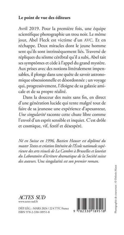 Back cover of Une singularité