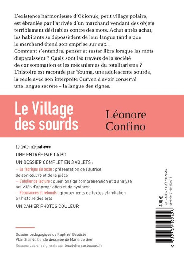 Back cover of Le Village des sourds                     (Postface de Raphaël Baptiste)