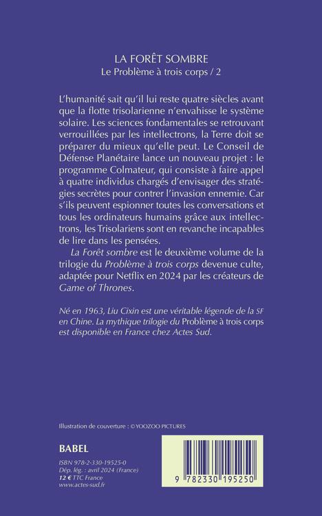 Back cover of Le problème à trois corps Tome 2 : La Forêt sombre