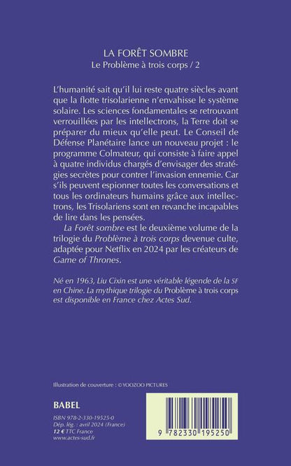 Back cover of Le problème à trois corps Tome 2 : La Forêt sombre