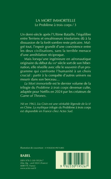 Back cover of Le problème à trois corps Tome 3 : La Mort immortelle