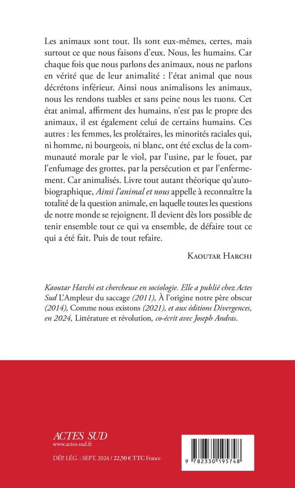 Back cover of Ainsi l'Animal et nous