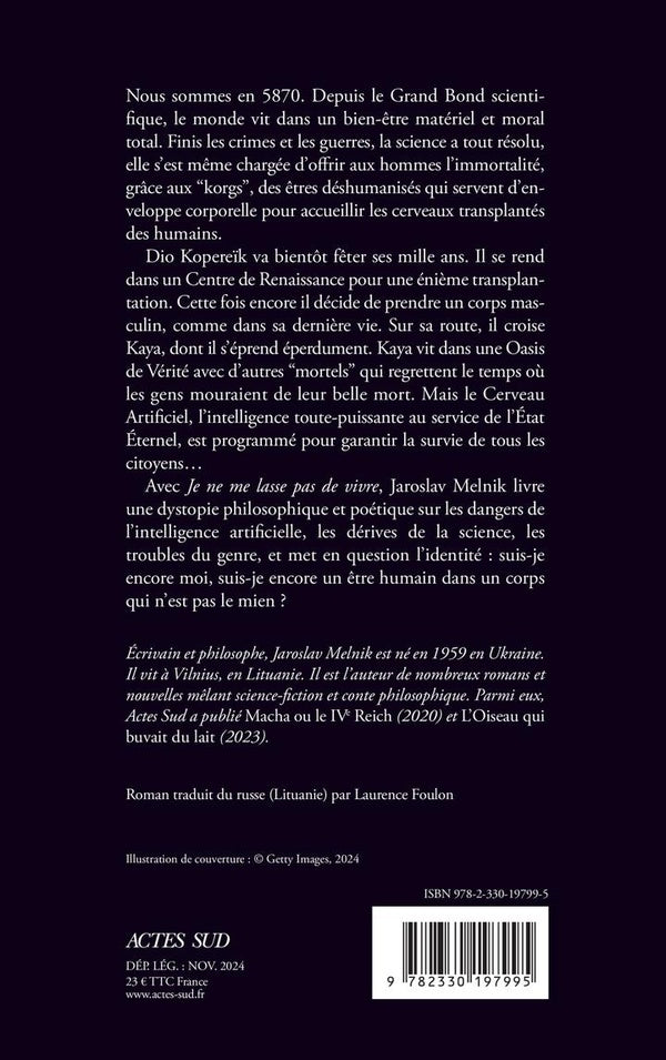 Back cover of Je ne me lasse pas de vivre