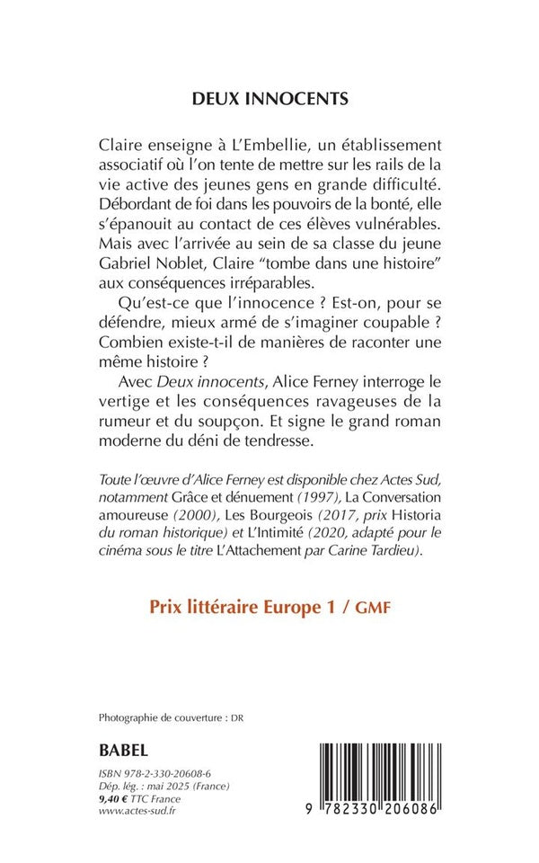 Back cover of Deux Innocents