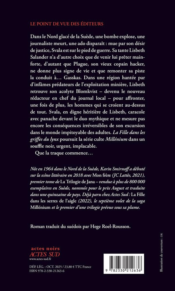 Back cover of Millénium Tome 8 : La fille dans les griffes du lynx