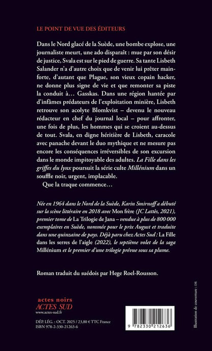Back cover of Millénium Tome 8 : La fille dans les griffes du lynx