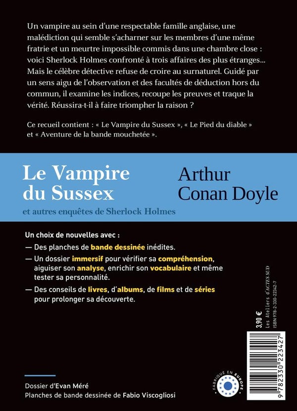 Back cover of Le vampire du Sussex et autres nouvelles : Trois enquêtes de Sherlock Holmes