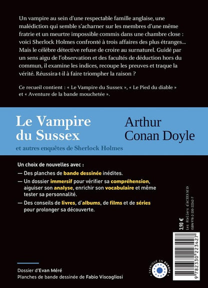 Back cover of Le vampire du Sussex et autres nouvelles : Trois enquêtes de Sherlock Holmes
