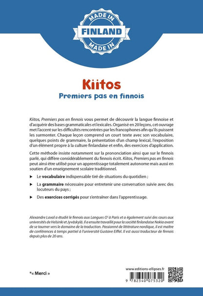Back cover of Kiitos : premiers pas en finnois