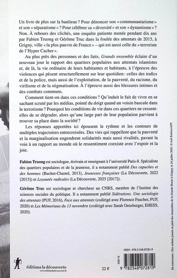 Back cover of Grands ensemble : Violence, solidarité et ressentiment dans les quartiers populaires