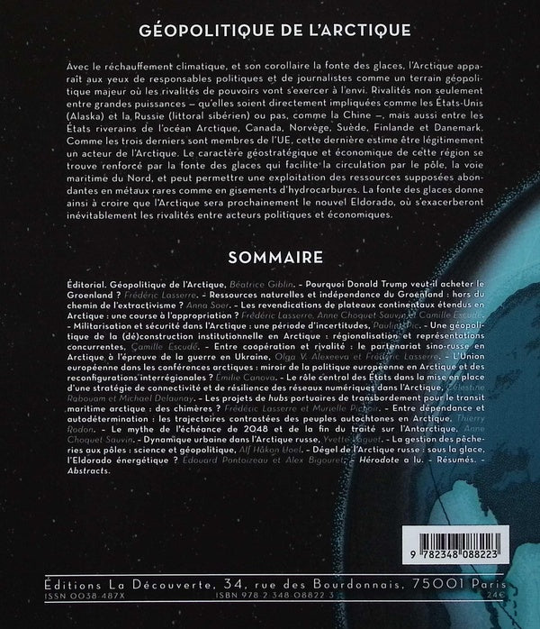 Back cover of Revue Hérodote n.197 : Géopolitique de l'Arctique