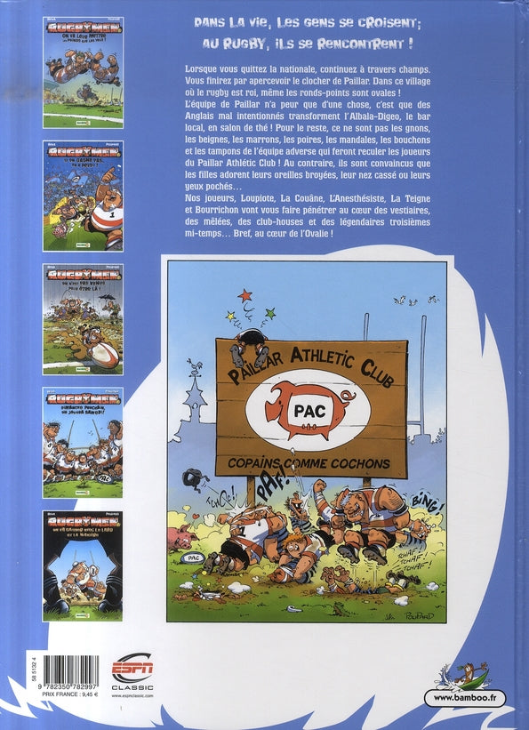 Back cover of Les rugbymen Tome 5 : on va gagner avec le lard et la manière
