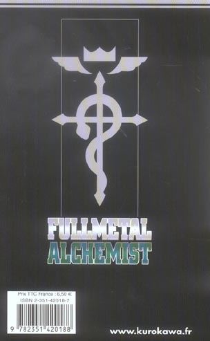 Back cover of Fullmetal alchemist Tome 2