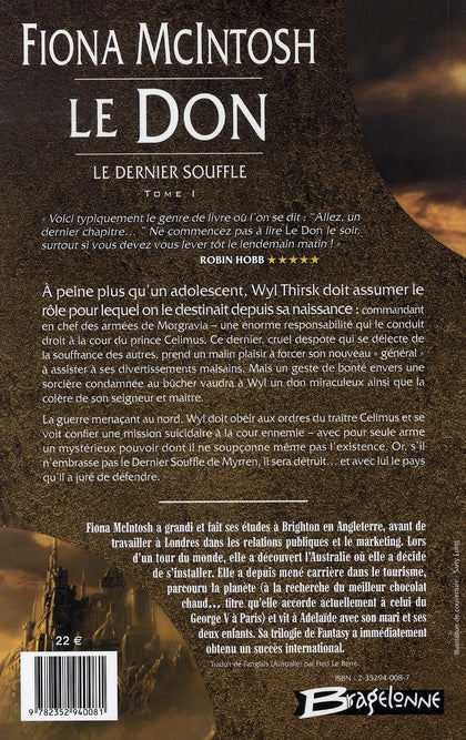 Back cover of Le dernier souffle Tome 1 : le don