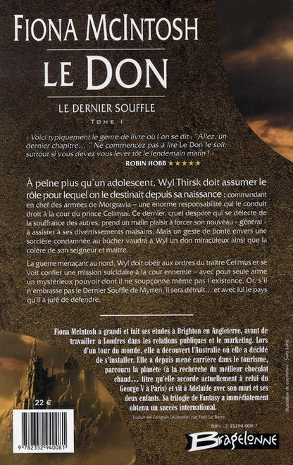 Back cover of Le dernier souffle Tome 1 : le don