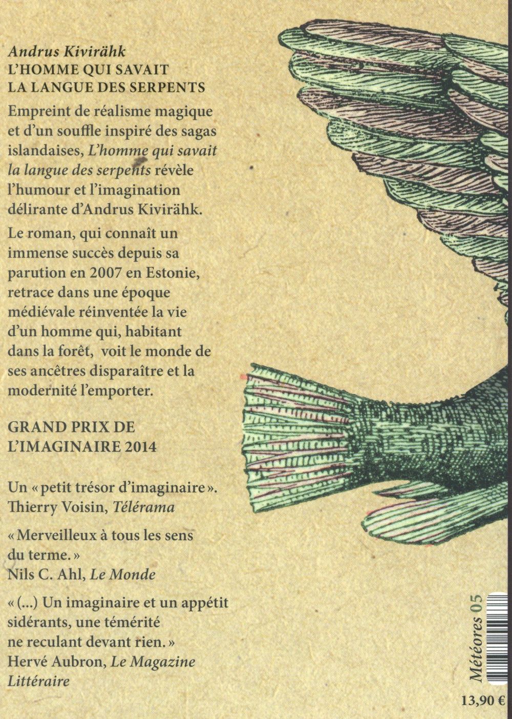 Back cover of L'homme qui savait la langue des serpents