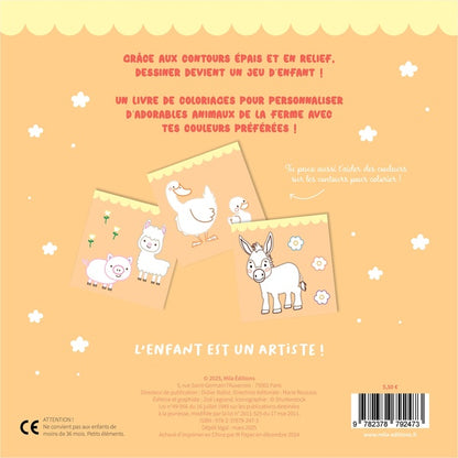 Back cover of Mon adorable ferme à colorier sans dépasser : Un bloc de coloriages avec des contours épais, pailletés et en relief - dès 3 ans