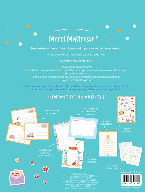 Back cover of Merci Maîtresse ! : Une pochette pour créer de jolis cadeaux