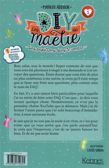 Back cover of Les DIY de Maélie Tome 1 : des papillons dans le ventre                     (offre découverte)