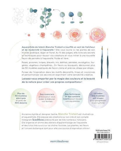 Back cover of Fleurs et végétaux à l'aquarelle