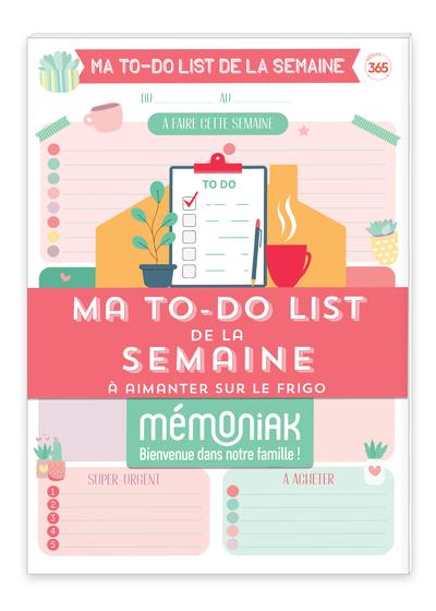 Front cover of Mémoniak : Ma to-do list de la semaine à aimanter sur le frigo : bloc de 52 listes aimantés