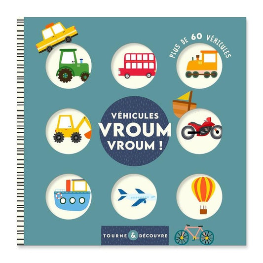Front cover of Tourne et découvre : Véhicules vroum vroum