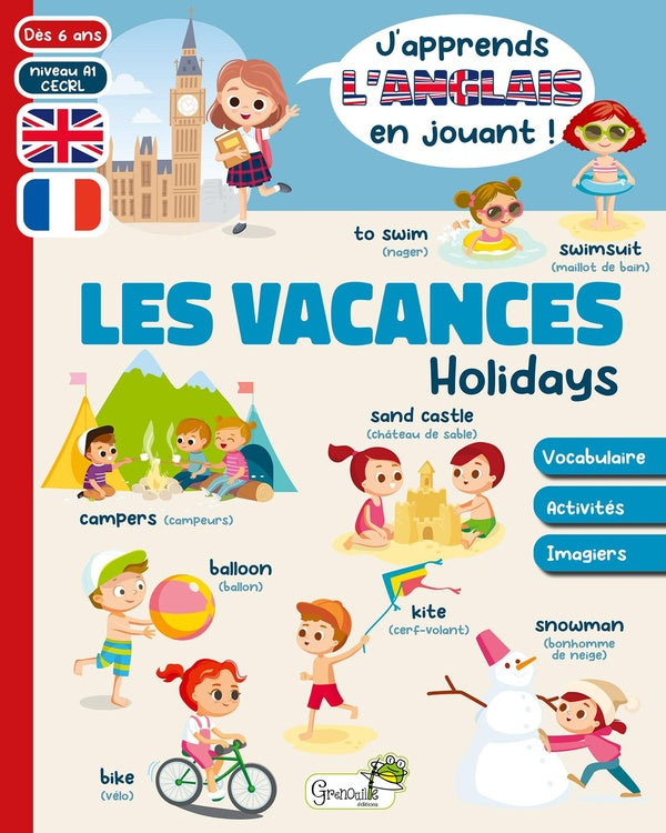 Front cover of J'apprends l'anglais en jouant : Les vacances / Holidays